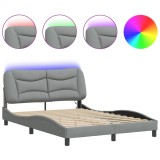 Cumpara ieftin Cadru de pat cu LED fara saltea Hvar Gri deschis 140x200 cm Material