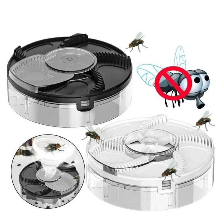 Capcana electrica rotativa pentru muste si insecte, Acumulator 2000mAh, 16.5 x 5 cm, cablu USB inclus, negru
