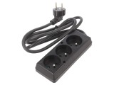 Prelungitor Alimentare PVC Negru 1.5m 3 Prize 16A