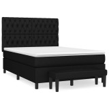 Cumpara ieftin Pat box spring cu saltea, negru, 140x200 cm, textil