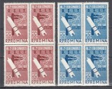 ROMANIA 1957 LP 431 AL II-LEA CONGRES A.S.I.T. BLOCURI DE 4 TIMBRE MNH