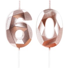 Lumanari aniversare , numarul 60 , culoare aur rose