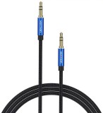 Cablu audio Vention, Jack 3.5mm (T) la Jack 3.5mm (T), 0.5m, conectori auriti, braided BBC, albastru, &quot;BAWLD&quot; (timbru verde 0.03 lei) - 6922794765955