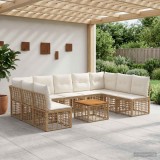 Cumpara ieftin Set de canapele de exterior 10 buc. Alb Natural si Crem