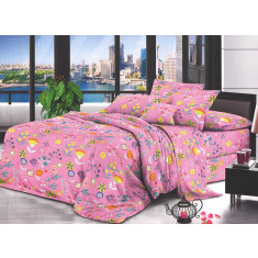 Lenjerie de pat pentru o persoana cu husa de perna patrata, Octaviana, bumbac mercerizat, multicolor