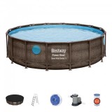 Piscina structura metalica, rotunda, cu filtru, scara, maro, 488x122 cm, Bestway Vista