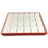 Tavă Prezentare Inele, Structură Lemn și Piele Eco Orange/Crem &ndash; 250x180x35 mm
