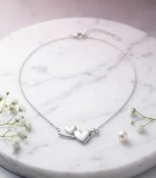 Cumpara ieftin LantiE or din Argint 925 cu Doua Inimi Bombate E i Zirconiu , , zDouble Hearts,