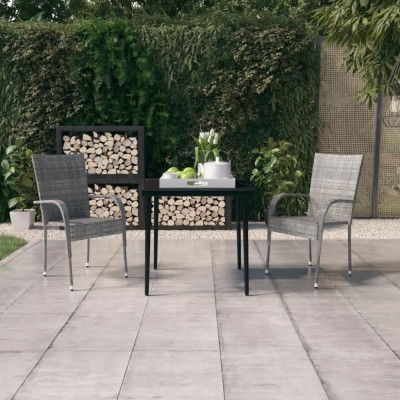 vidaXL Set mobilier de grădină, 3 piese, gri și negru foto