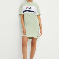 Fila rochie din bumbac Lishui culoarea verde, mini, oversize, FAW0776