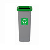Cos Plastic Reciclare Selectiva, Capacitate 53l, Plafor Fit - Gri Cu Capac Verde - Sticla