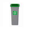 Cos Plastic Reciclare Selectiva, Capacitate 75l, Plafor Fit - Gri Cu Capac Verde - Sticla