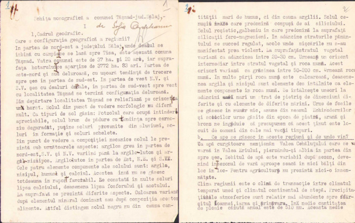 HST 349S Schița monografică a comunei Tășnad 1940 de Sofia Ardeleanu