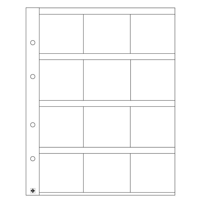 Folii Leuchtturm Optima M12K &ndash; pentru 12 monede &icirc;n cartonașe