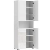 HOMCOM Dulap Bucătărie &Icirc;nalt 180cm, Mobilier Depozitare cu Uși Soft-Close, Raft Deschis, 2 Dulapuri, Rafturi Ajustabile, Stil Modern pentru Sufragerie