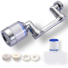 Adaptor pentru robinet cu filtru impotriva impuritatilor, flexibil, universal, rotire 1080, mod economizor apa