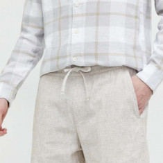 Abercrombie & Fitch pantaloni scurți din amestec de in culoarea bej