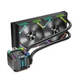 Cooler Procesor 1stPlayer X-Starship 240-bk, Lichid, 2 ventilatoare 12cm, aRGB, Negru, Display IPS 2.4 inch