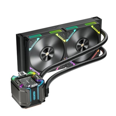Cooler Procesor 1stPlayer X-Starship 240-bk, Lichid, 12 cm, 2 ventilatoare, aRGB foto