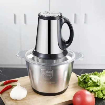 Tocator electric pentru carne si legume, capacitate 3L, 4 lame din otel inoxidabil de inalta calitate, putere 1000 W, recipient din inox, argintiu foto