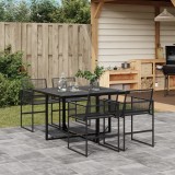 Cumpara ieftin Set mobilier de grădină, 5 piese, negru, poliratan