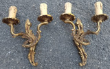Pereche de aplice antice &icirc;n stilul Rococo din bronz masiv
