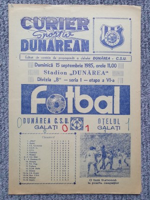 Program meci fotbal Dunarea CSU Galati-Otelul Galati 15 sept 1985, stare buna foto