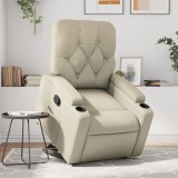 Cumpara ieftin Fotoliu rabatabil cu ridicare, crem, piele ecologică
