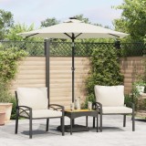 Umbrelă soare de grădină st&acirc;lp din oțel/LED alb 225x225x212 cm