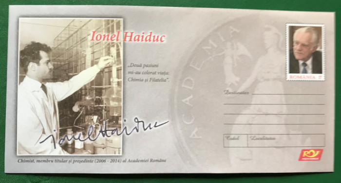 [Romania] Academician Ionel Haiduc, chimist si filatelist, 2018