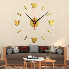 Ceas Decorativ Sticker, Petru Copii, Rotund, Cu Ursuleti, 400 mm x 400 mm
