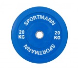 Cumpara ieftin Greutate Cauciuc Bumper Plate SPORTMANN - 20 kg / 51 mm - Albastru FitLine Training