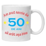 Cana alba personalizata &quot;am avut nevoie de 50 de ani&quot;, INOVATIX&reg;️. 330ml