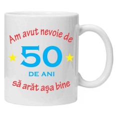 Cana alba personalizata &quot;am avut nevoie de 50 de ani&quot;, INOVATIX&reg;️. 330ml