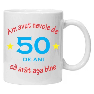 Cana alba personalizata &amp;quot;am avut nevoie de 50 de ani&amp;quot;, INOVATIX&amp;reg;️. 330ml foto