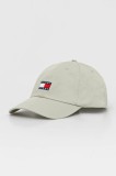 Tommy Jeans șapcă de baseball din bumbac culoarea verde, cu imprimeu