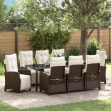 vidaXL Set de dining de grădină 9 piese din poliratan maro