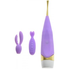 Vibrator Alice cu 2 Capete de Schimb Silicon Lila Passion Labs