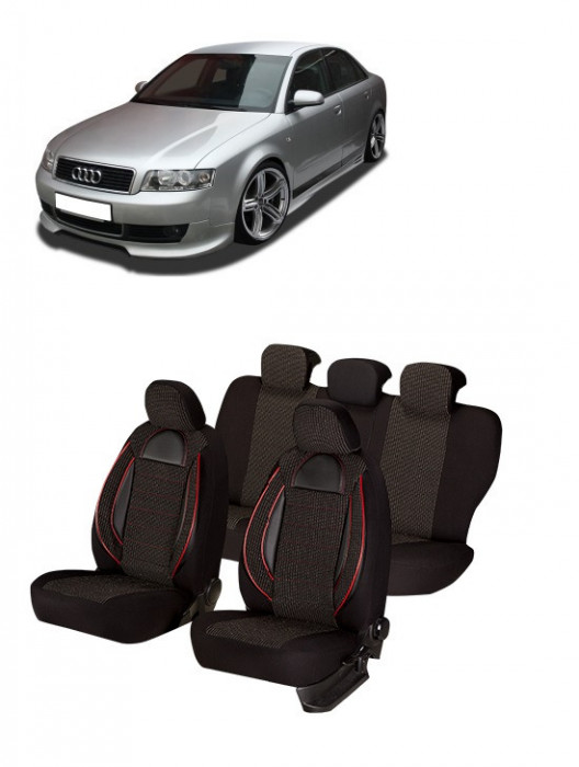 Set huse scaune compatibile Audi A4 B6 (2002-2008) Piele + Textil