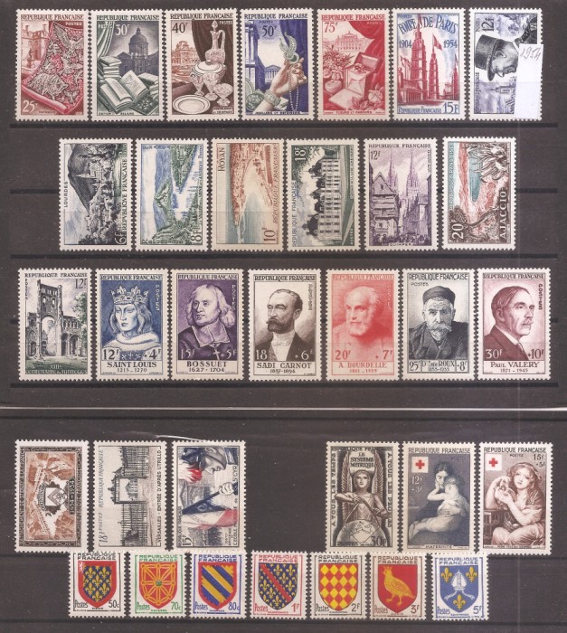 Franta 1954 - 14 de serii , MNH (vezi descrierea)