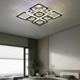 Lustra LED cu telecomanda si cristal QUADRIA SUPREMO RGB 198W, 8 Patrate, lumina Rece/Calda/Neutra, Dimabila, Crom Lucios ModernLight Concept