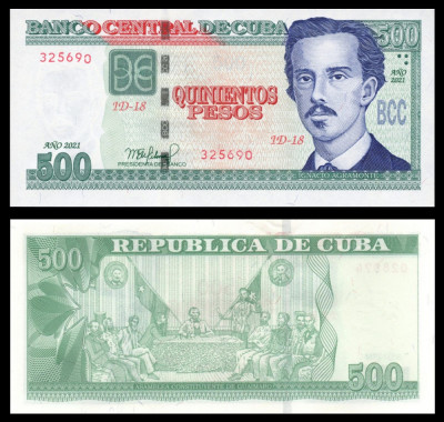 CUBA █ bancnota █ 500 Pesos █ 2021 █ P-131 █ UNC █ foto