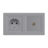 Nova priză cu &icirc;mpăm&acirc;ntare 16A 250V priză TV cu cadru gri