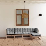 vidaXL Set mobilier de grădină, 5 piese, cu perne, lemn masiv de pin 3076584