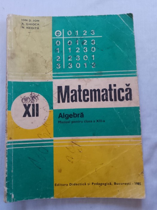 Manual matematica clasa a12a 1985