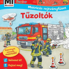 Tűzoltók - Mi MICSODA Junior Matricás rejtvényfüzet - Rejtvények, színezők, matricák!