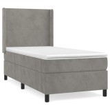 Cumpara ieftin Pat continental cu saltea, gri deschis, 80x200 cm, catifea