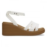 Sandale Crocs Brooklyn Woven Ankle Strap Wedge Alb - Chalk