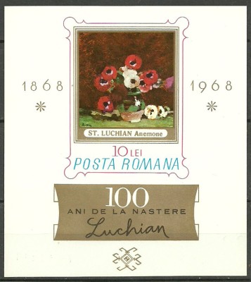 1968 - Stefan Luchian, pictura, arta, colita neuzata foto