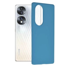 Husa Huawei Honor 70 Silicon Albastru cu Microfibra SoftEdge foto